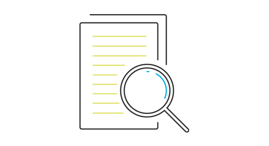 Illustration of a reporting with a magnifying glass over it