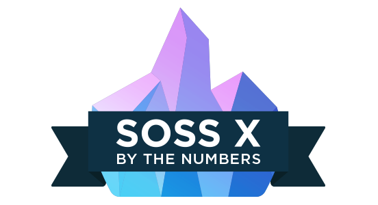 Illustration of an iceberg with SoSS X By The Numbers written on top of it in a banner