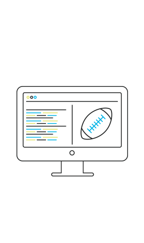 Illustration of a computer screen with a football on the computer screen